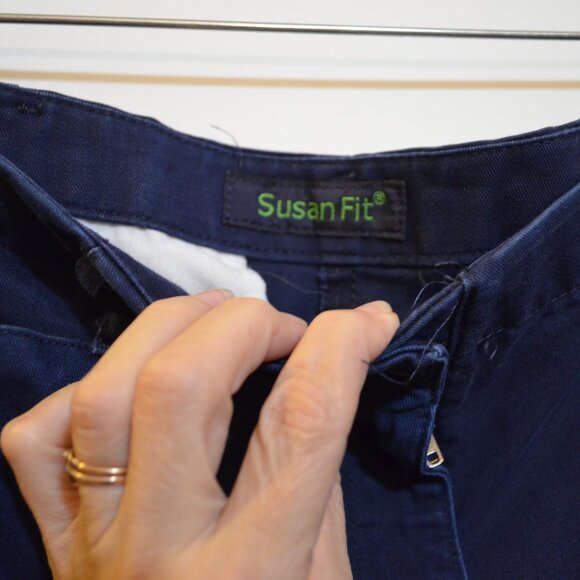 CINTAS Susan Fit Navy-Blue Straight Boot-Cut Pockets Polyest-Cotton Pants 14 SH - Picture 2 of 6